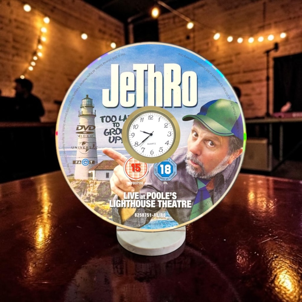 Jethro Too Late To Grow Up Novelty Desktop DVD Clock With Fixed Gold Insert - Design 3