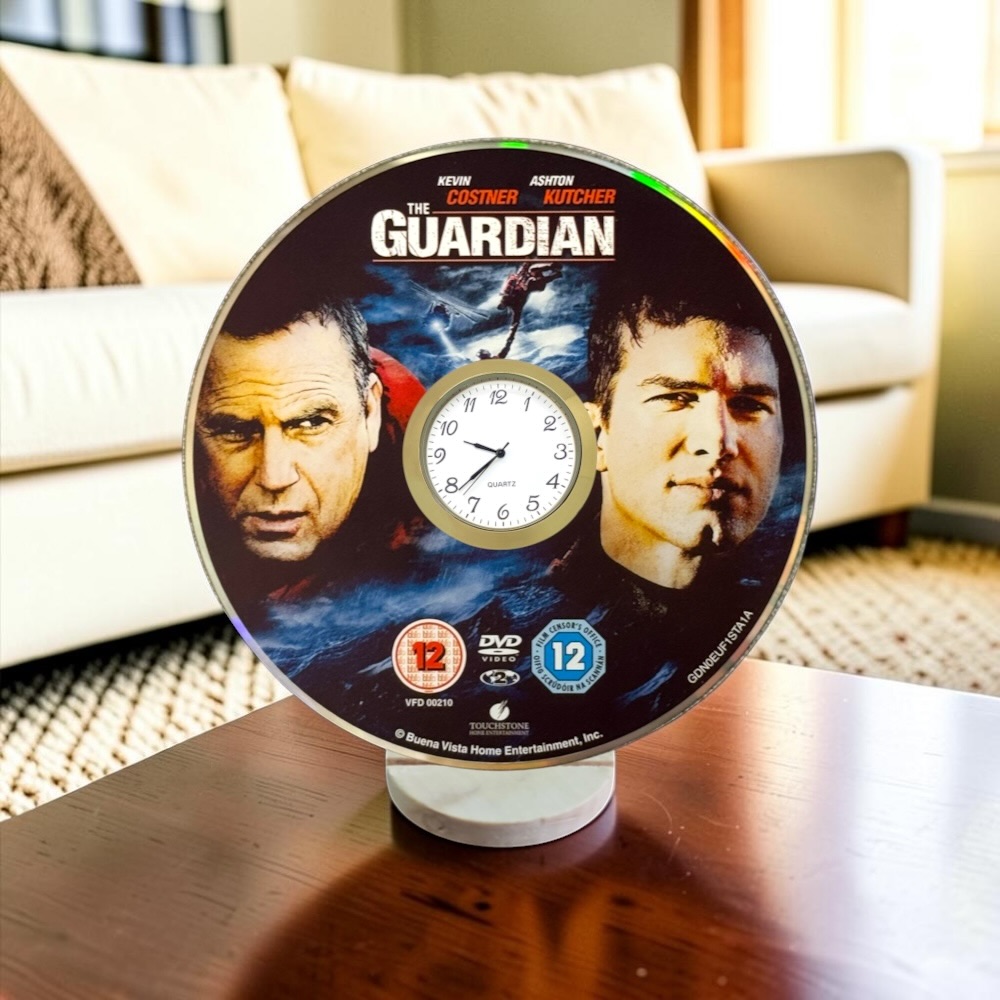 The Guardian Novelty Desktop DVD Clock With Fixed Gold Insert