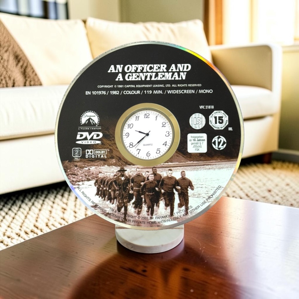 An Officer And A Gentleman Novelty Desktop DVD Clock With Fixed Gold Insert