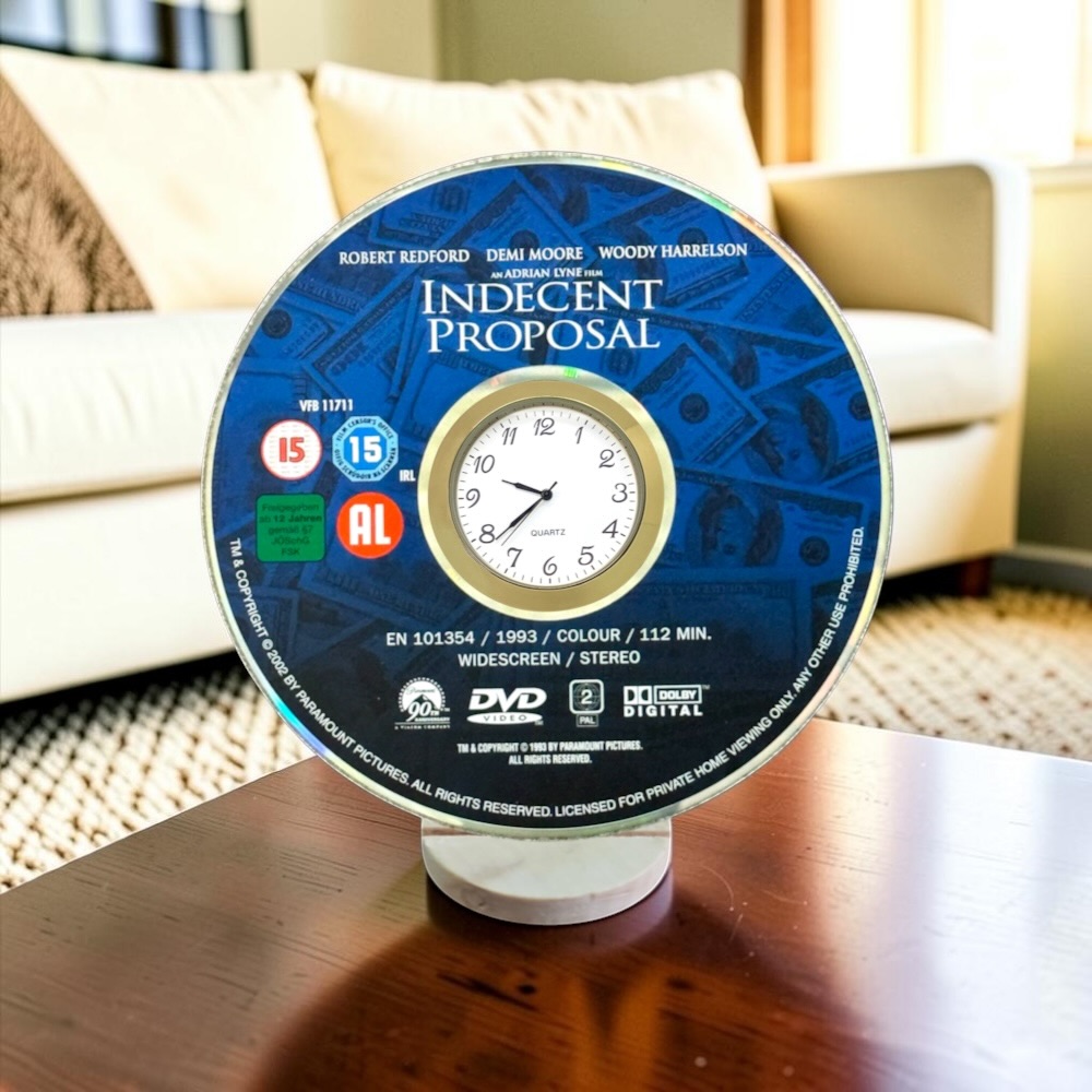 Indecent Proposal Novelty Desktop DVD Clock With Fixed Gold Insert