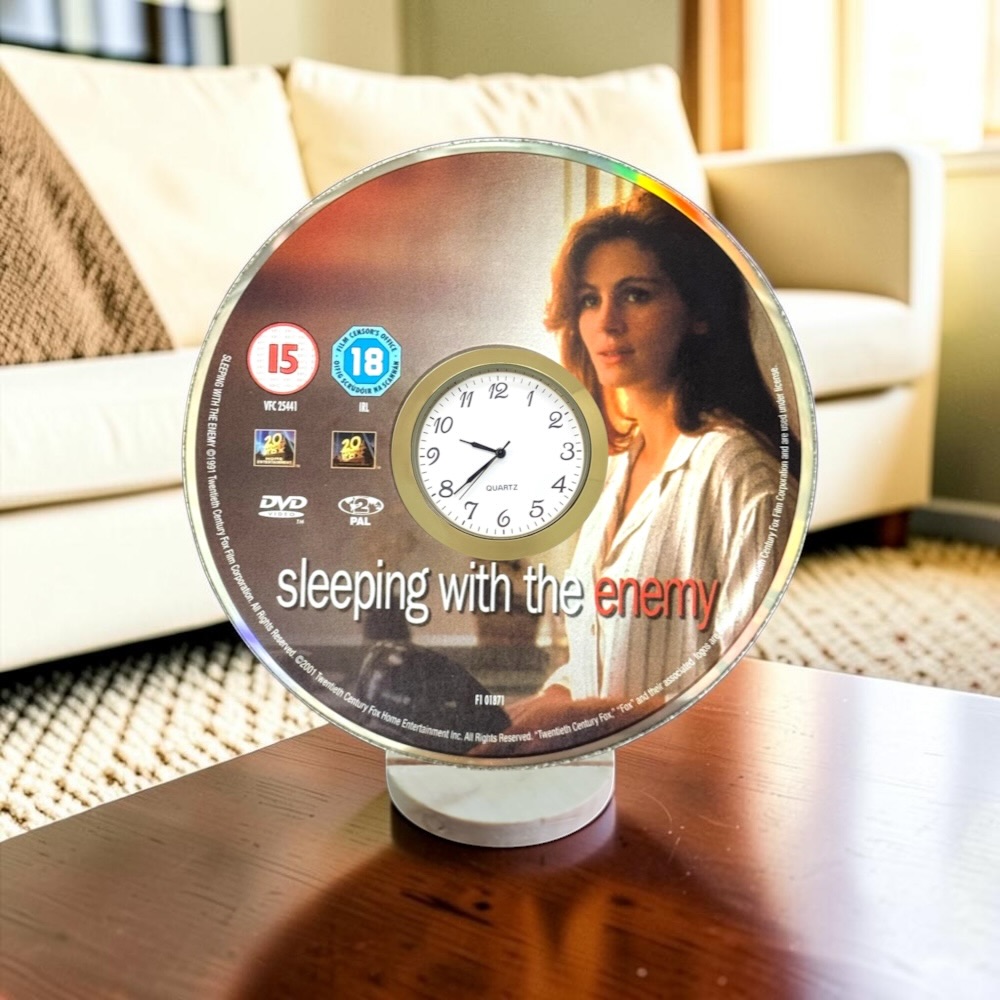 Sleeping With The Enemy Novelty Desktop DVD Clock With Fixed Gold Insert