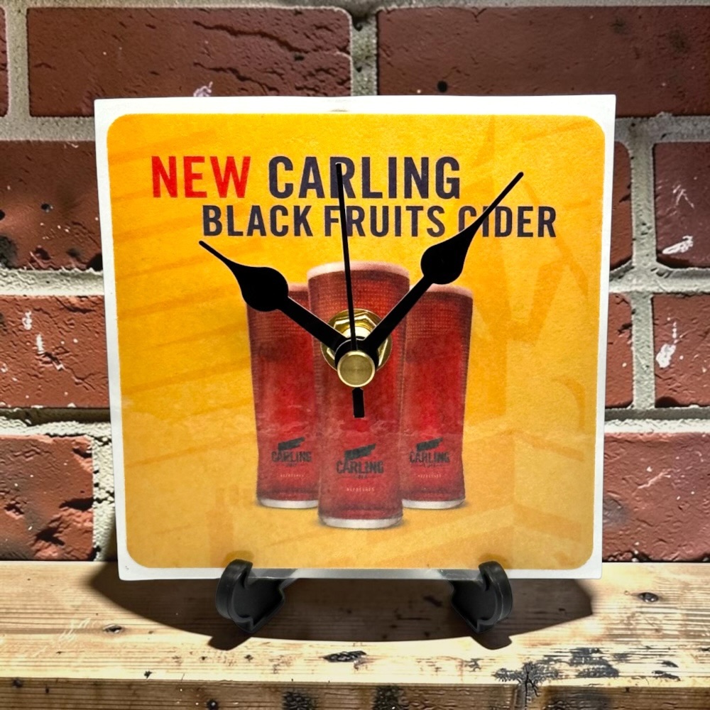 Novelty Beer Mat Clocks With Display Stand – Carling Black Fruits 02