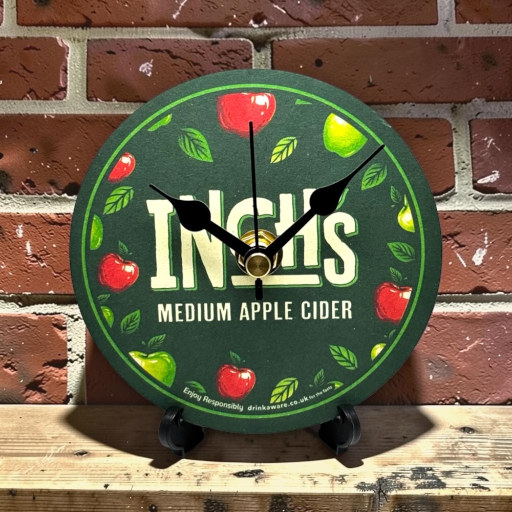 Novelty Beer Mat Clocks With Display Stand – Inches Dark Green
