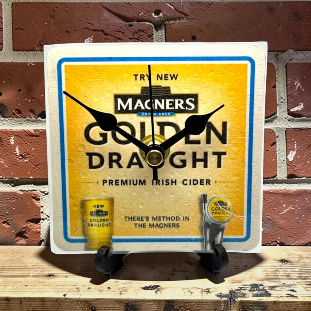 Novelty Beer Mat Clocks With Display Stand – Magners Golden Draught