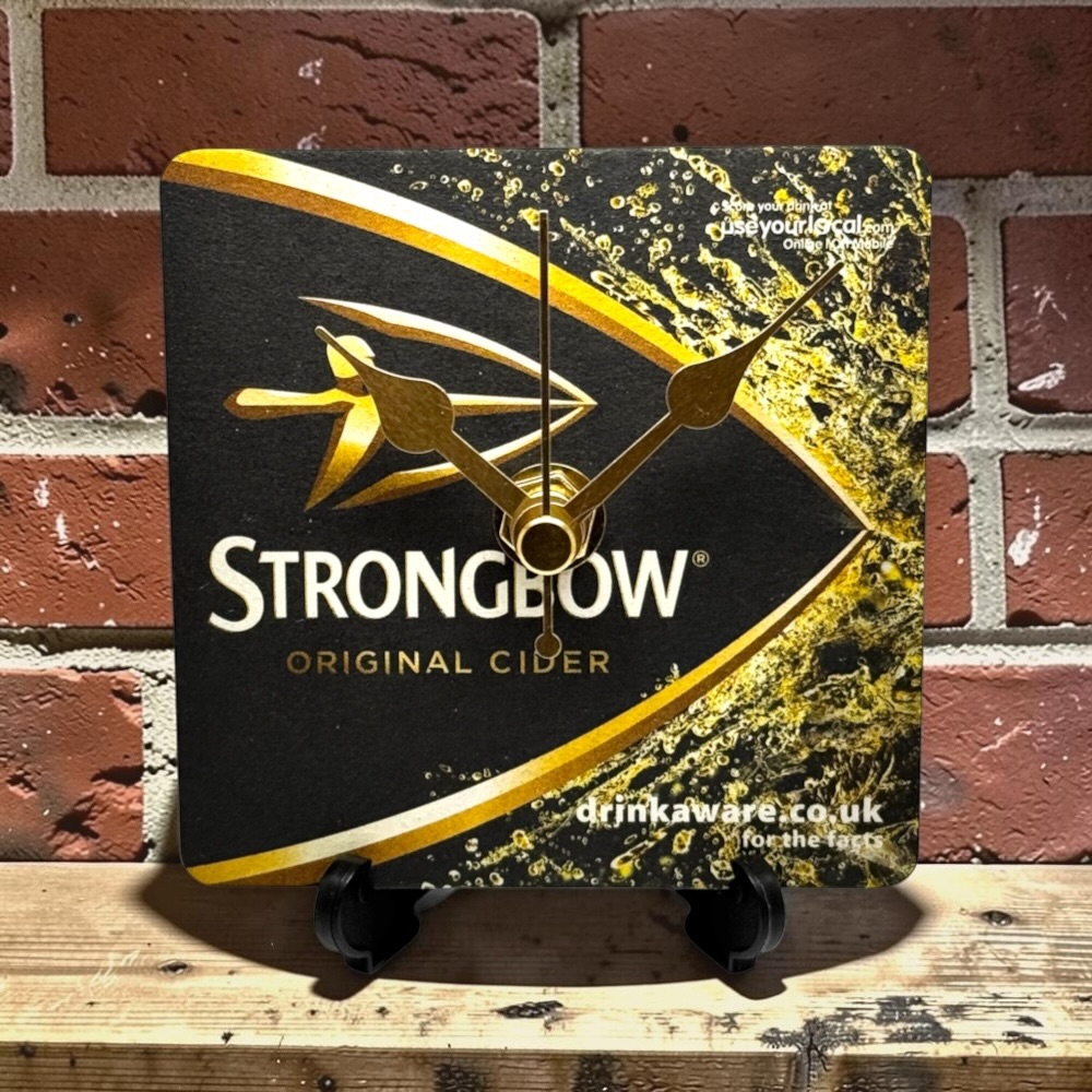 Novelty Beer Mat Clocks With Display Stand – Strongbow
