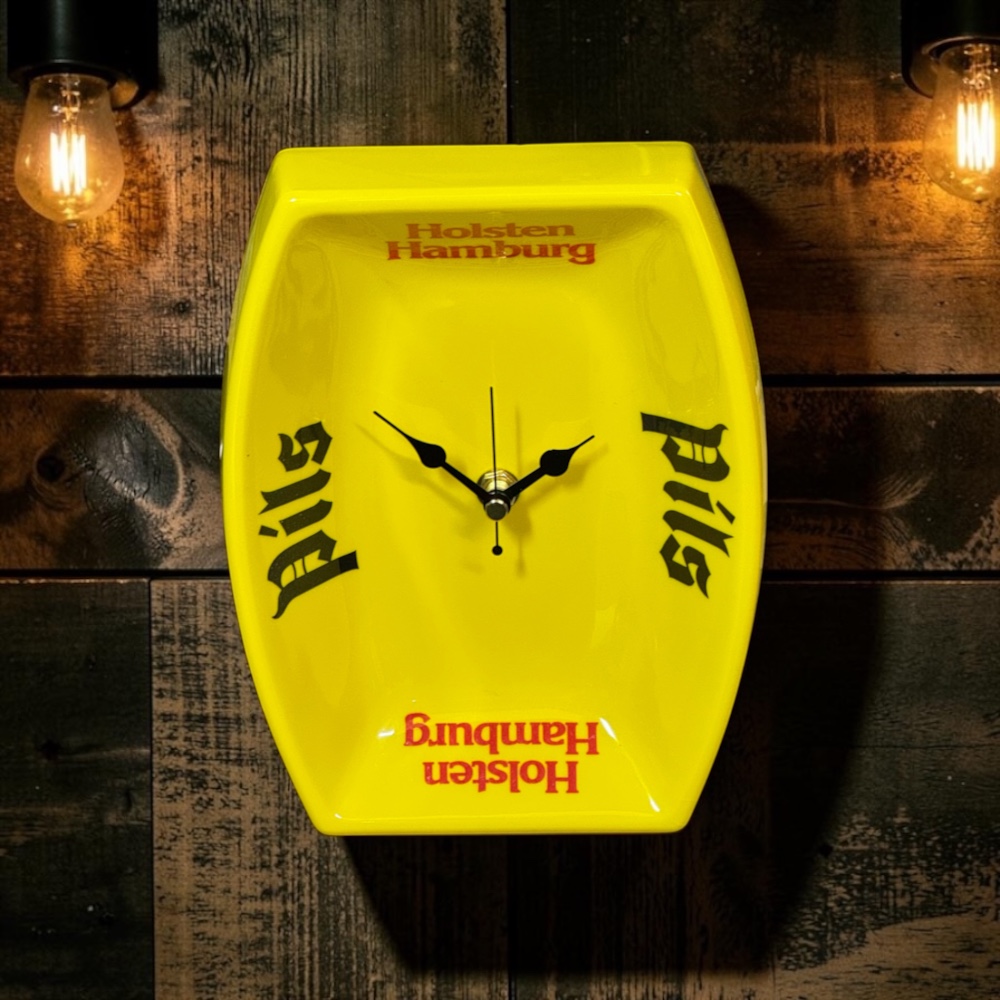 Handmade Upcycled Holsten Pils Ashtray Wall Clock | Man Cave & Home Bar Gift