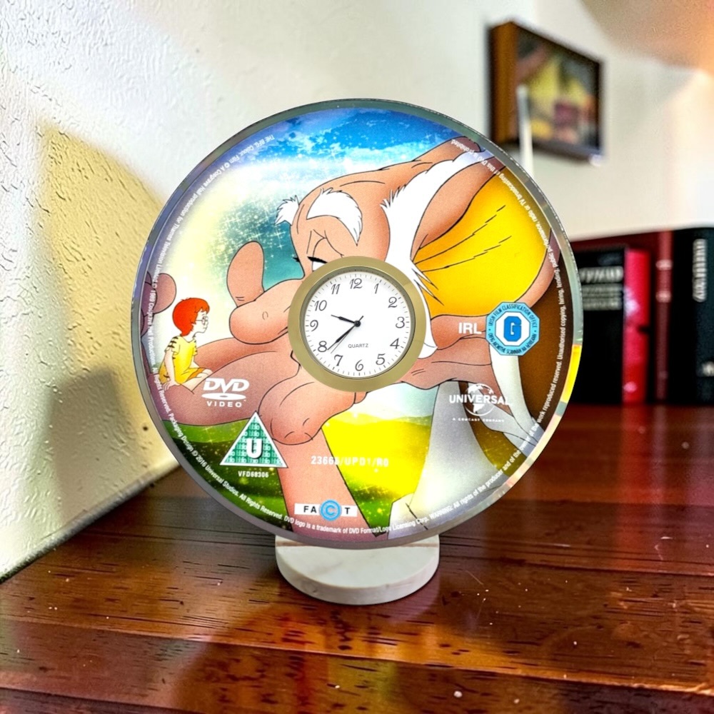 Novelty Desktop Uncycled DVD Clock With Fixed Gold Insert - The BFG