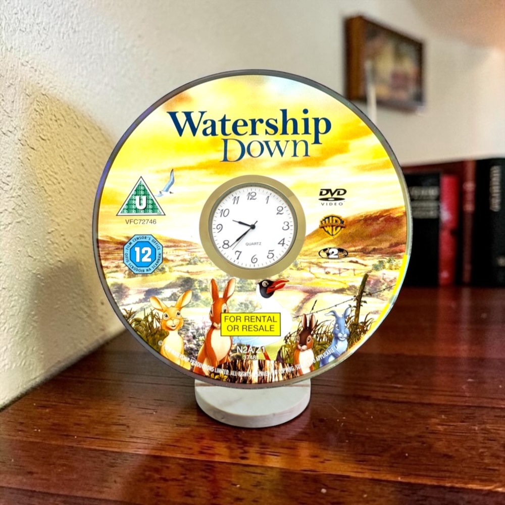 Novelty Desktop Uncycled DVD Clock With Fixed Gold Insert - Watership Down