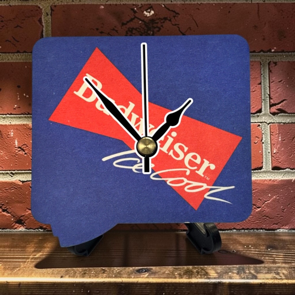Novelty Beer Mat Clocks With Display Stand – Budweiser 06