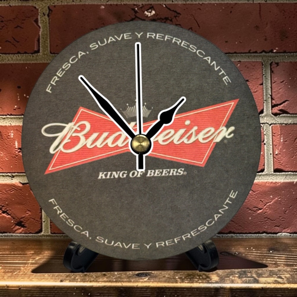 Novelty Beer Mat Clocks With Display Stand – Budweiser 08