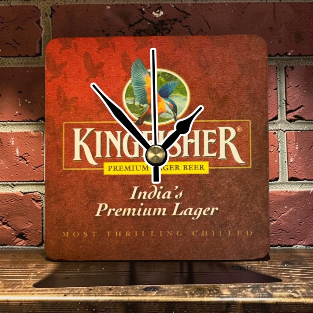 Novelty Beer Mat Clocks With Display Stand – Kingfisher