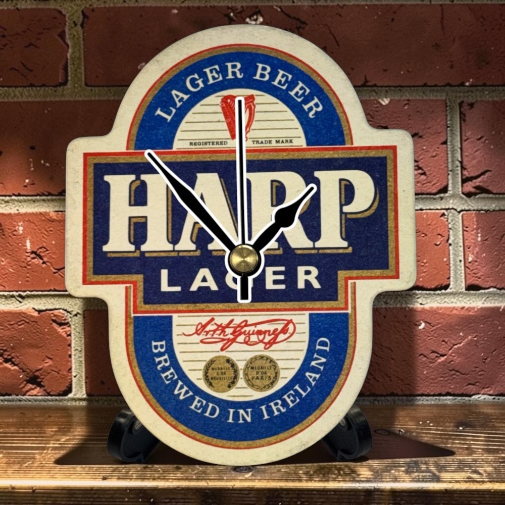Novelty Beer Mat Clocks With Display Stand – Harp 04