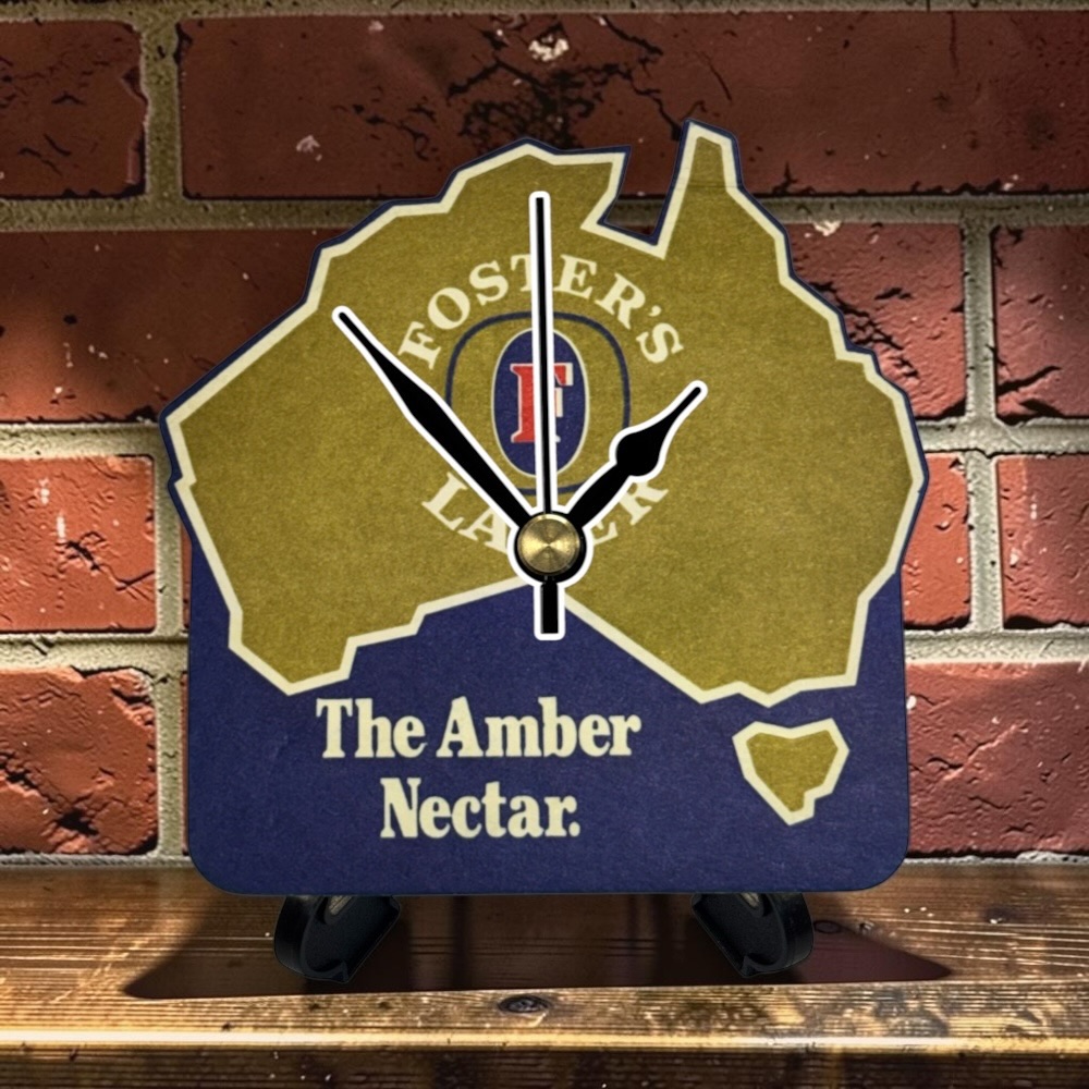 Novelty Beer Mat Clocks With Display Stand – Fosters 07