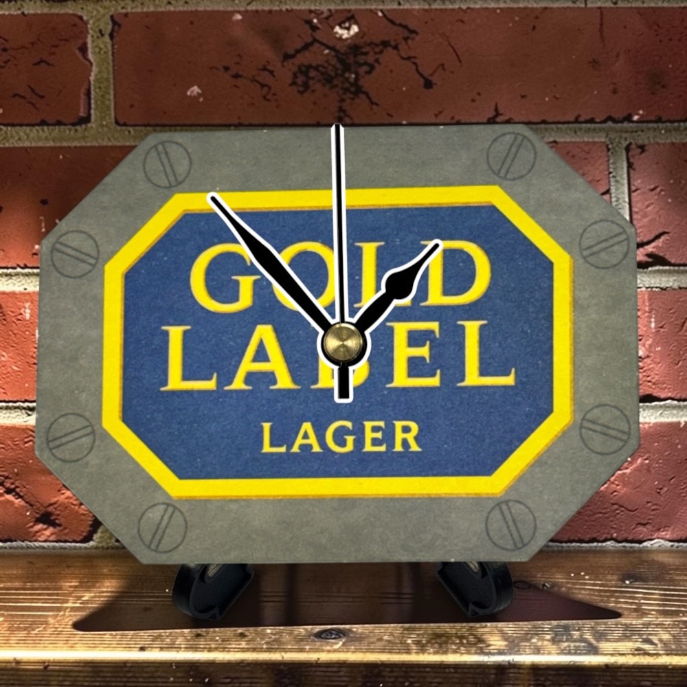 Novelty Beer Mat Clocks With Display Stand – Gold Label