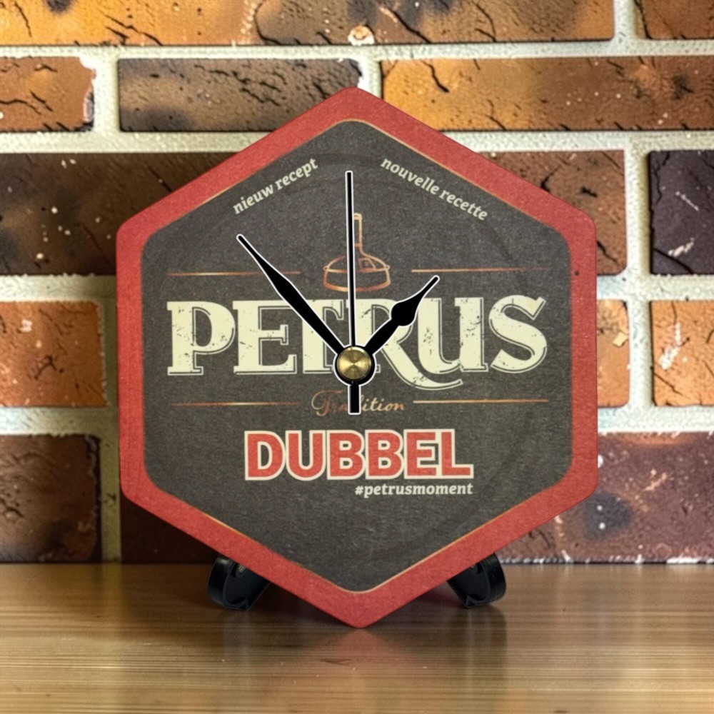 Upcycled Novelty Beer Mat Clock With Display Stand - Petrus Dubble