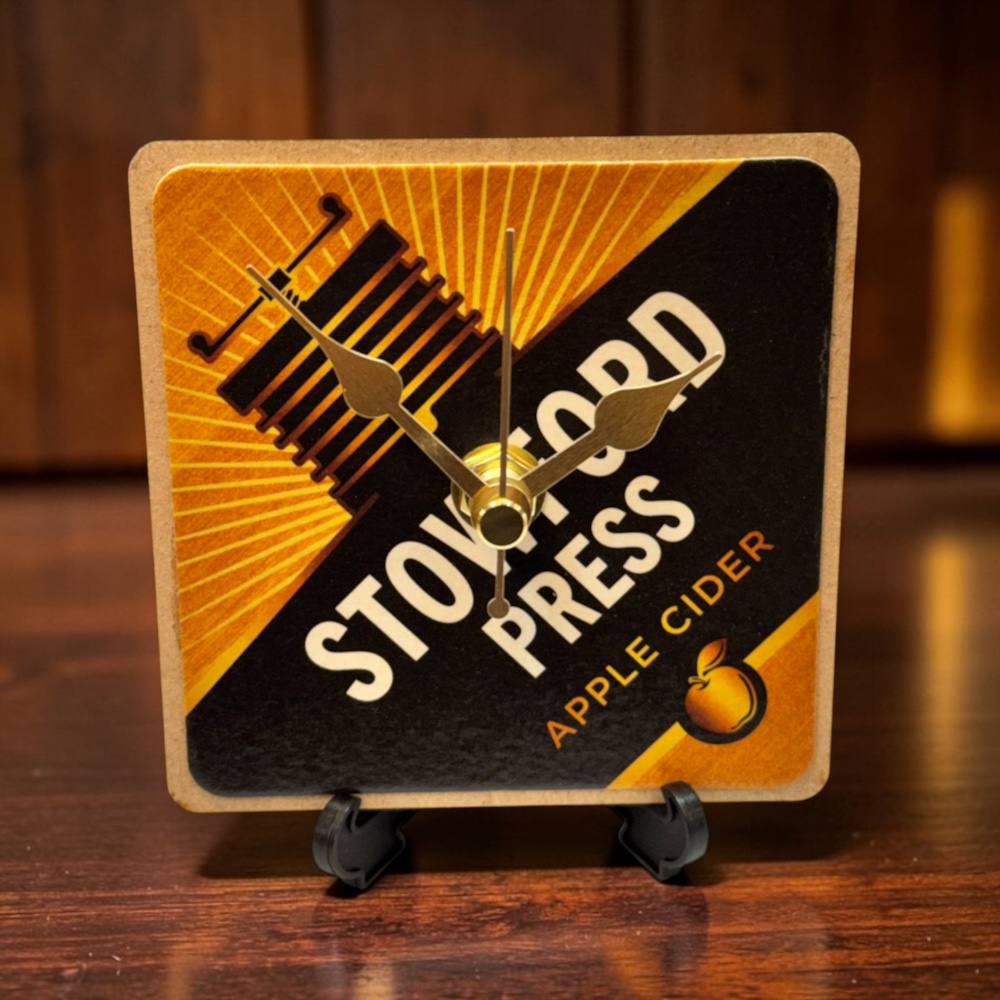 Handmade Stowford Press Cider Wooden Desk Clock Man Cave Home Bar Novelty Gift