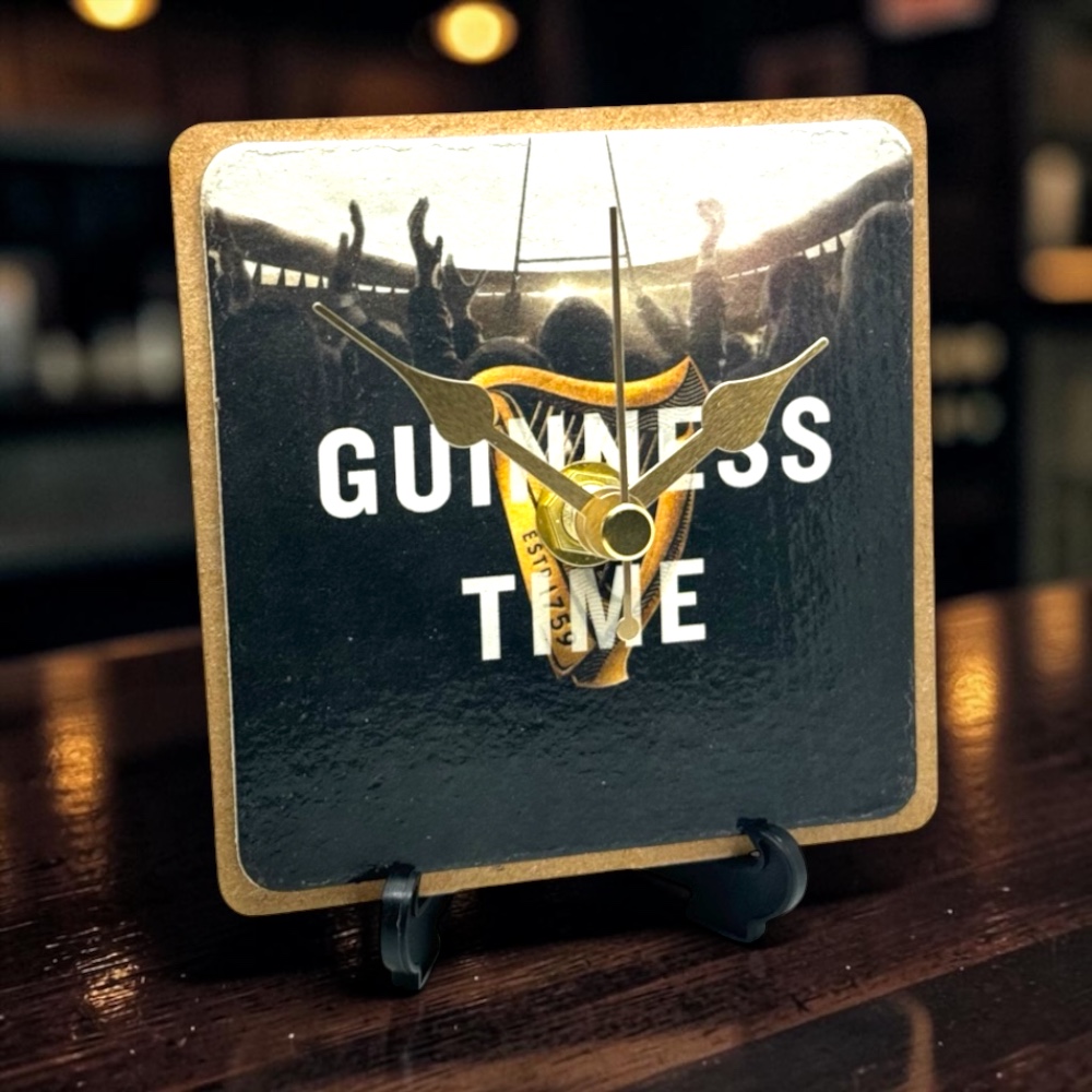 Handmade Guinness Wooden Desk Clock Man Cave Home Bar Novelty Gift