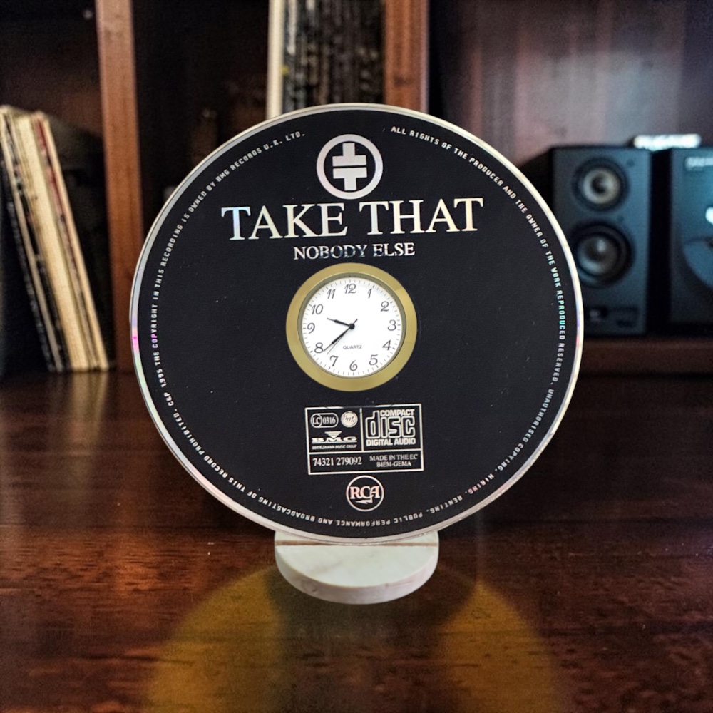 Take That Nobody Else CD Desk Clock Upcycled Music Fan Gift Man Cave Home Bar