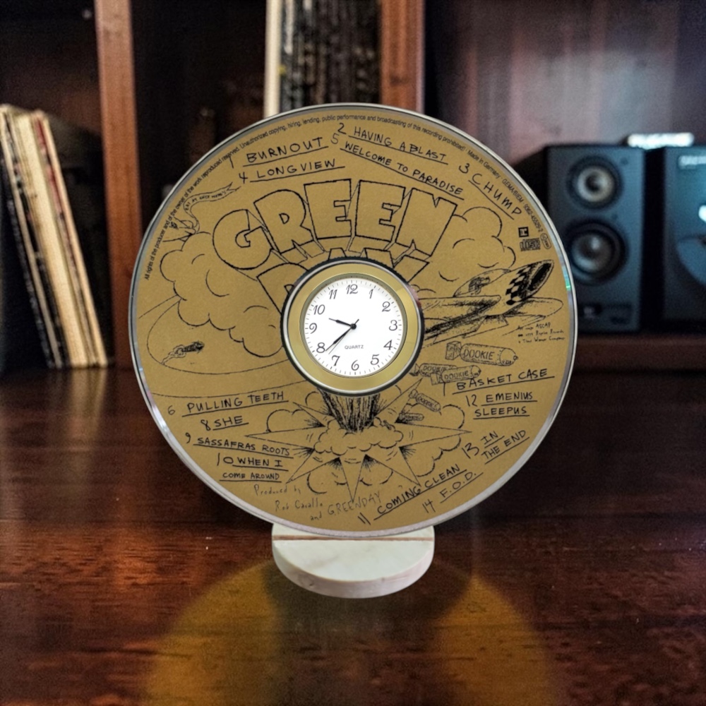 Green Day CD Desk Clock Upcycled Music Fan Gift Man Cave Home Bar