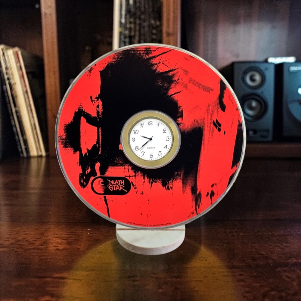 Ash CD Desk Clock Upcycled Music Fan Gift Man Cave Home Bar