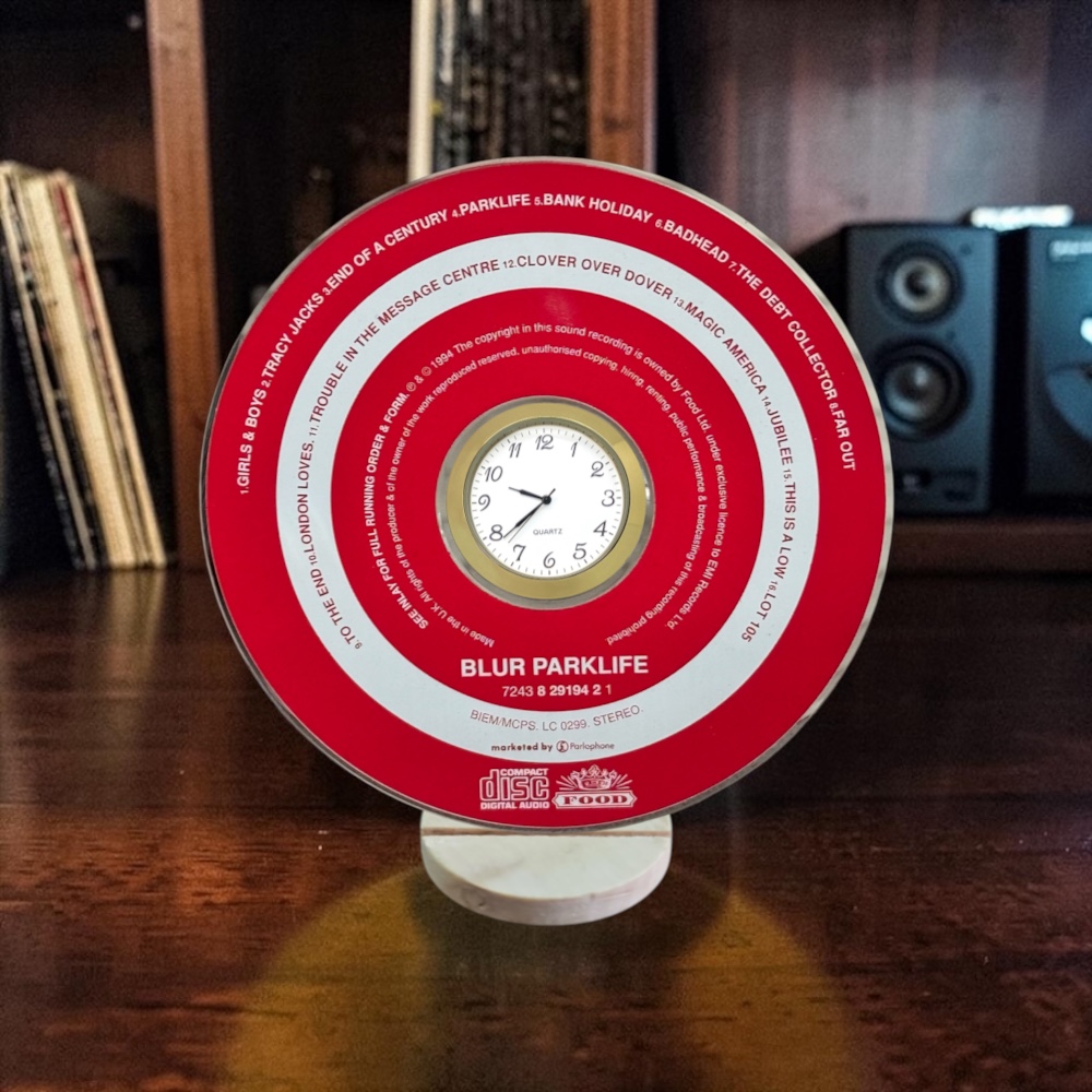 Blur Parklife CD Desk Clock Upcycled Music Fan Gift Man Cave Home Bar