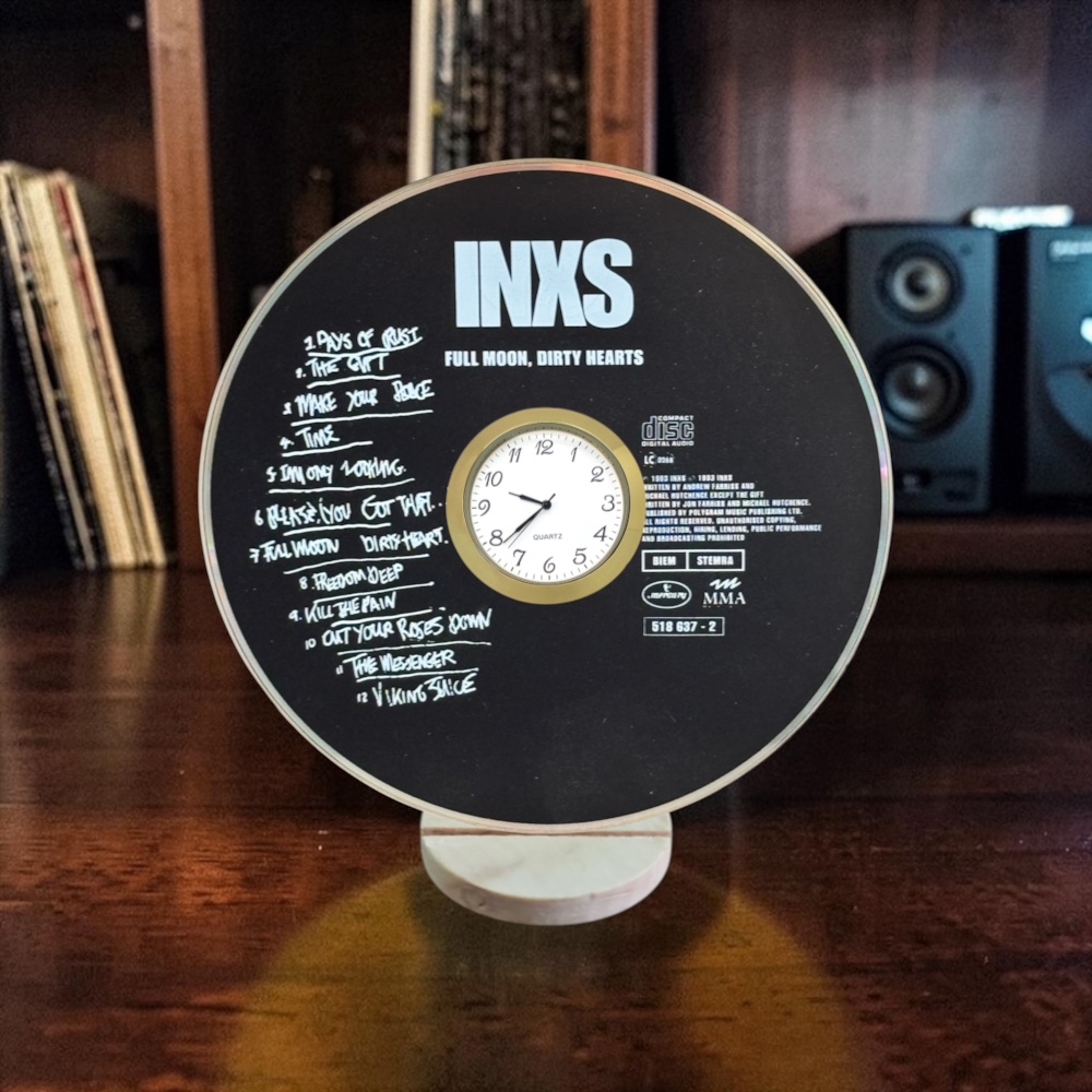 INXS CD Desk Clock Upcycled Music Fan Gift Man Cave Home Bar