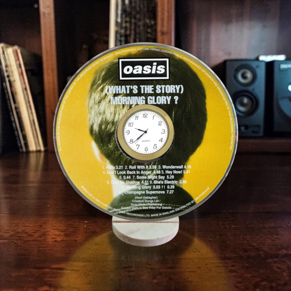 Oasis CD Desk Clock Upcycled Music Fan Gift Man Cave Home Bar