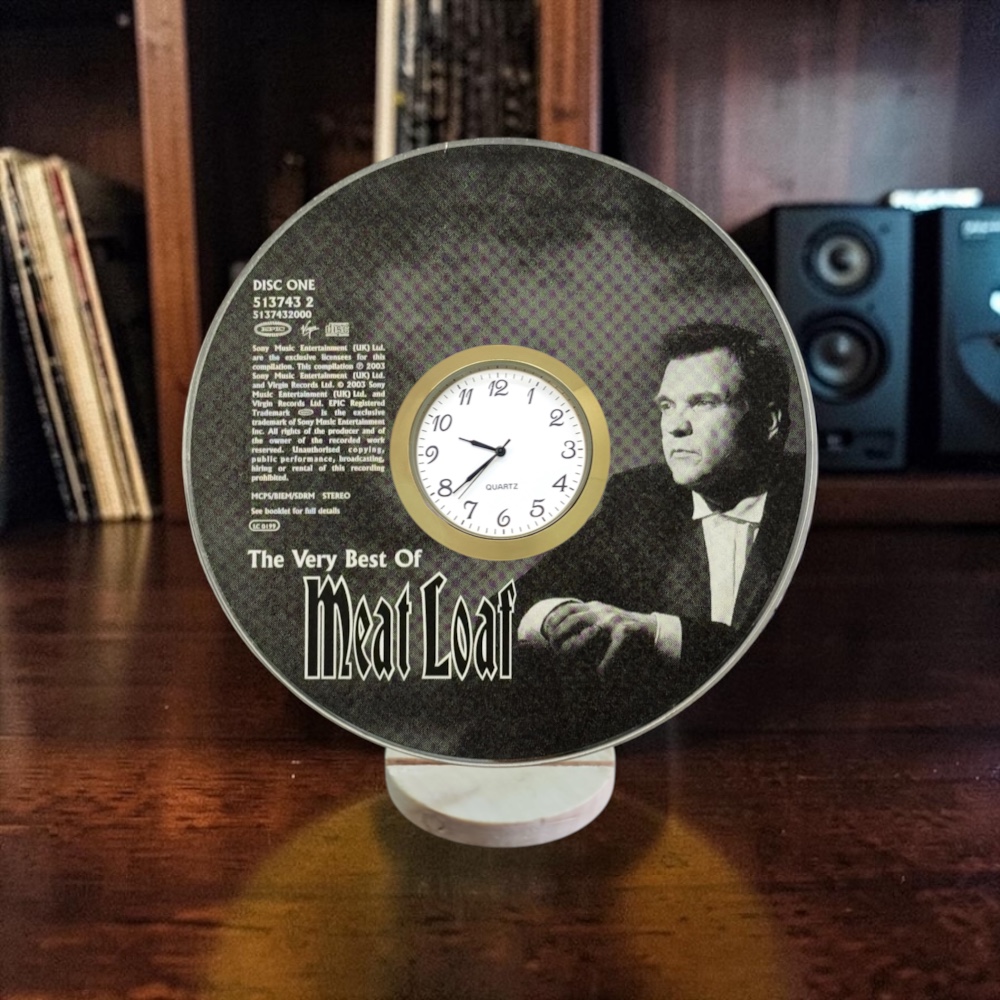 Meat Loaf (The Very Best Of) CD Desk Clock Upcycled Music Fan Gift Man Cave Home Bar