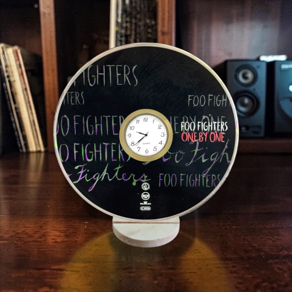 Foo Fighters CD Desk Clock Upcycled Music Fan Gift Man Cave Home Bar