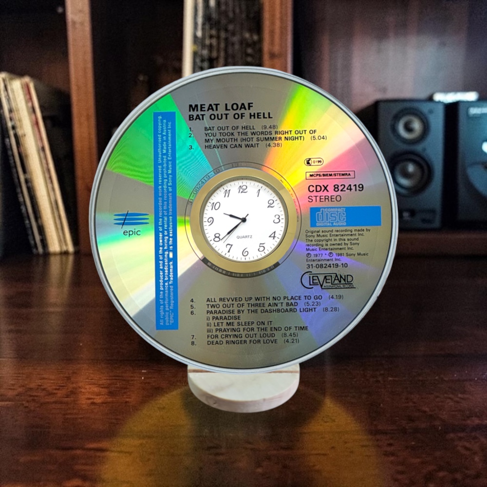 Meat Loaf BOOH CD Desk Clock Upcycled Music Fan Gift Man Cave Home Bar