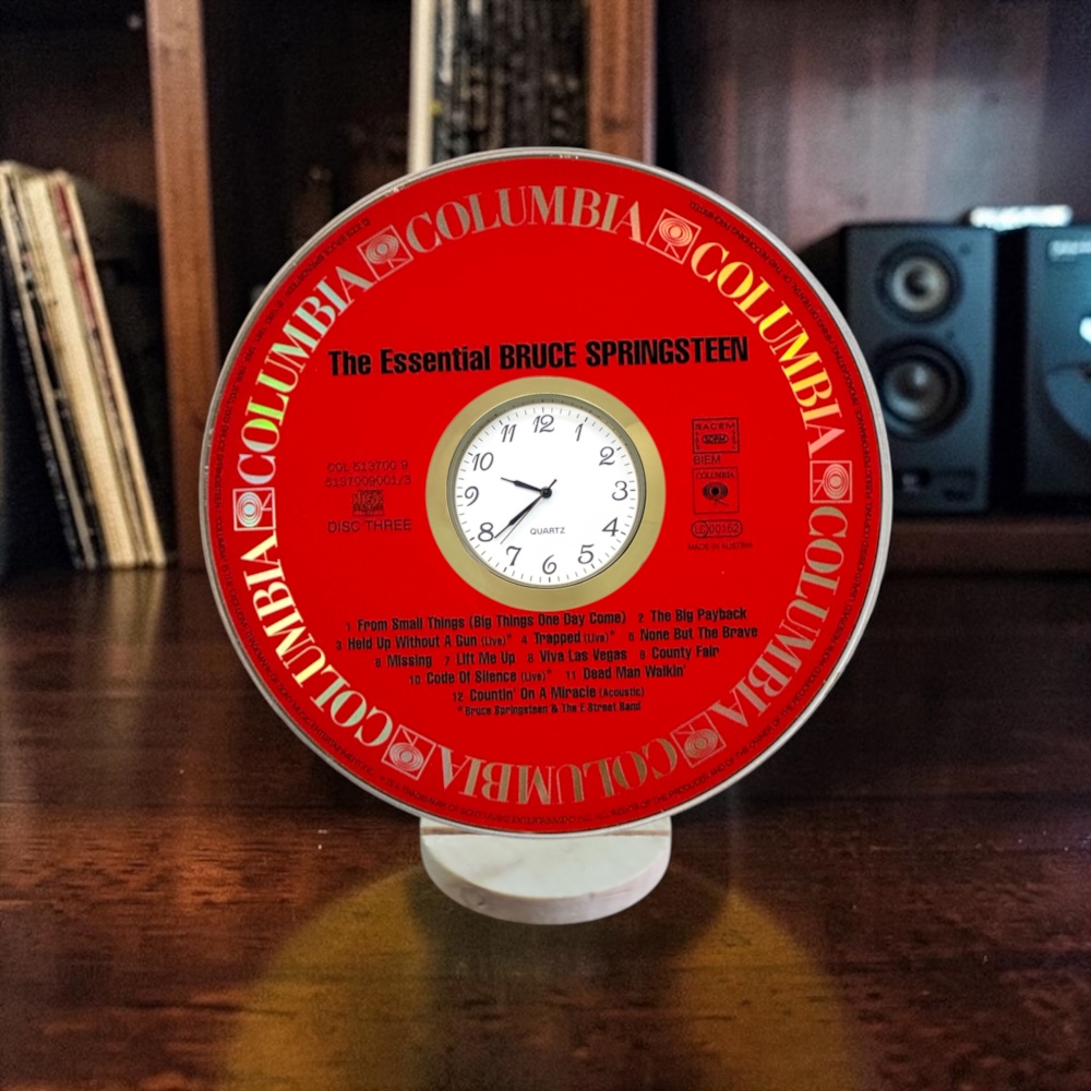 Bruce Springsteen CD Desk Clock Upcycled Music Fan Gift Man Cave Home Bar