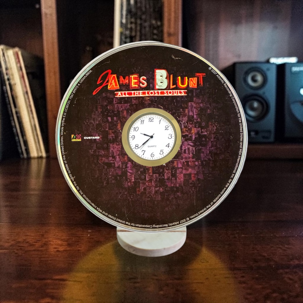 James Blunt CD Desk Clock Upcycled Music Fan Gift Man Cave Home Bar