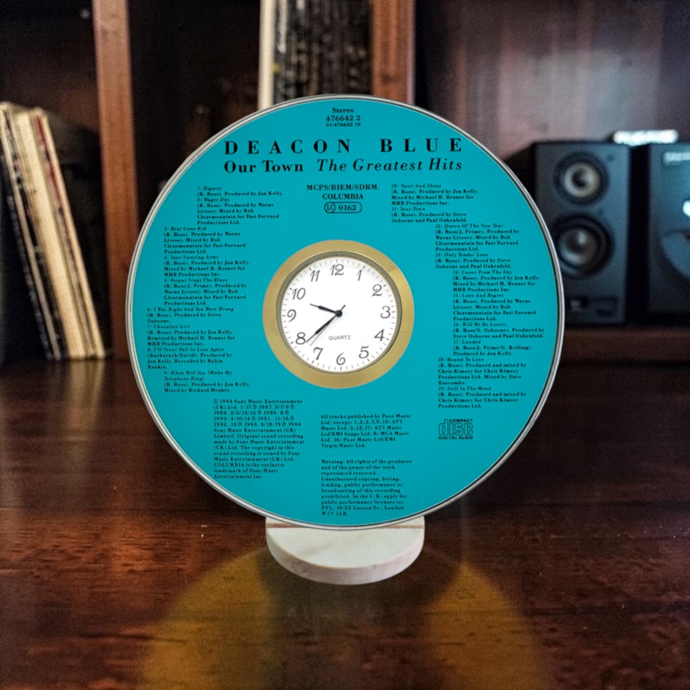 Deacon Blue CD Desk Clock Upcycled Music Fan Gift Man Cave Home Bar