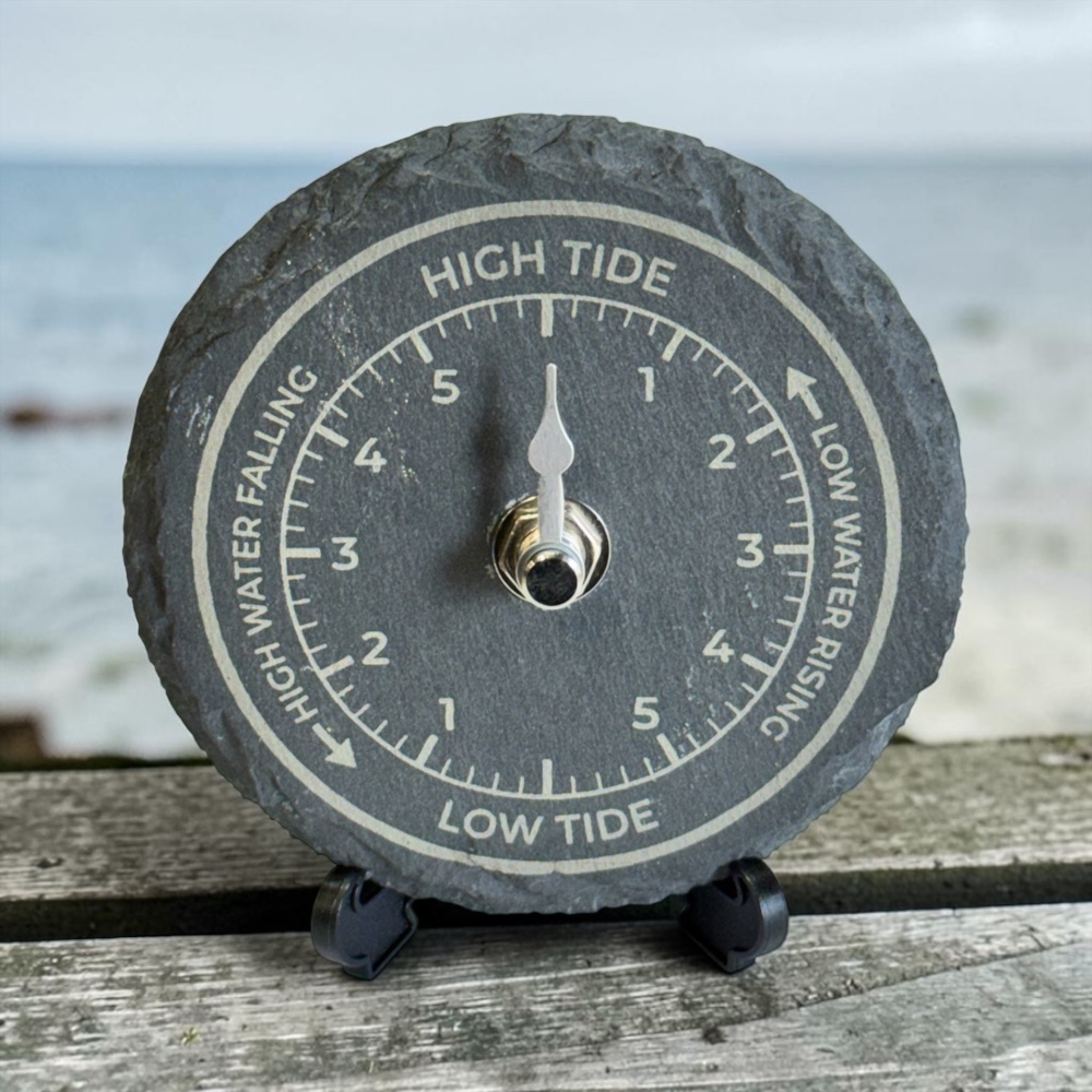 Handmade 10cm Slate Tide Clock – Silent Desktop Tidal Display