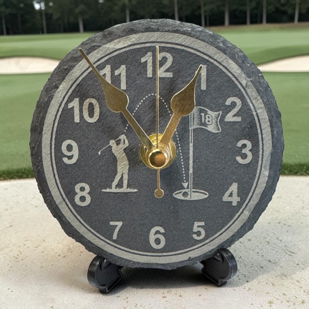 Handcrafted Golf Club Slate Clock | Unique Man Cave Decor Present for Golfers