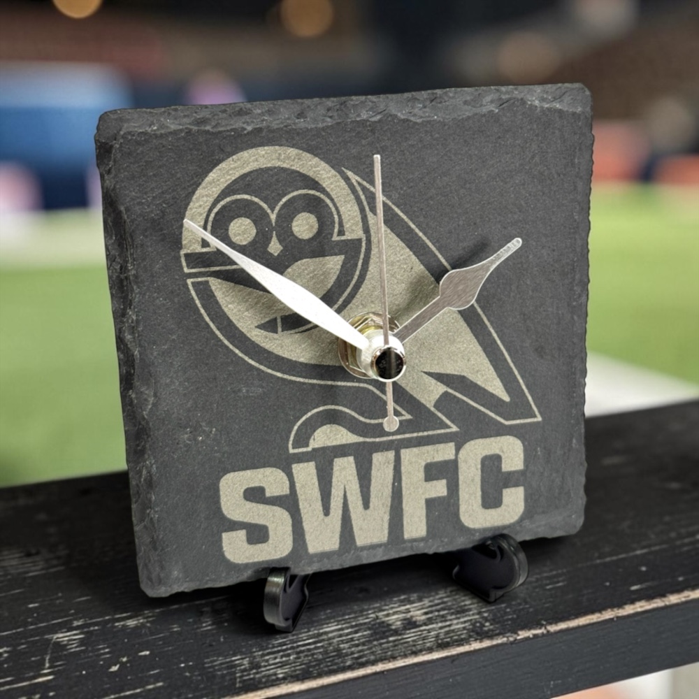 Handmade Slate Sheffield Wednesday FC Clock – 10cm Square Silent Owls Fan Gift